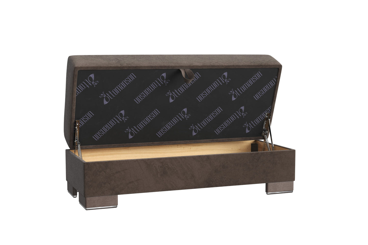 52" Brown Tufted Microfiber Storage Ottoman