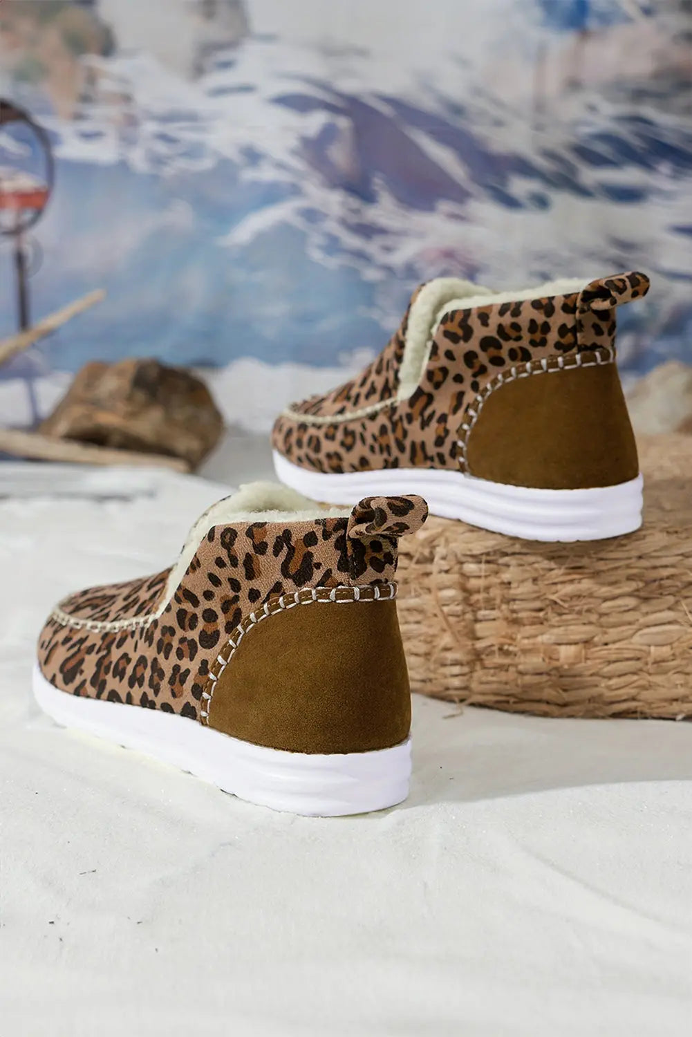 Sofia Flat Winter Fur Boots Threaded Pear