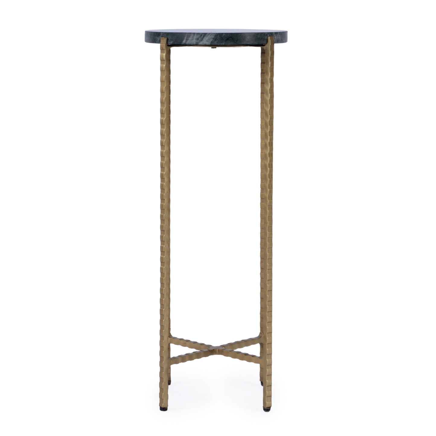 21" Green and Gold Marble and Iron Round End Table