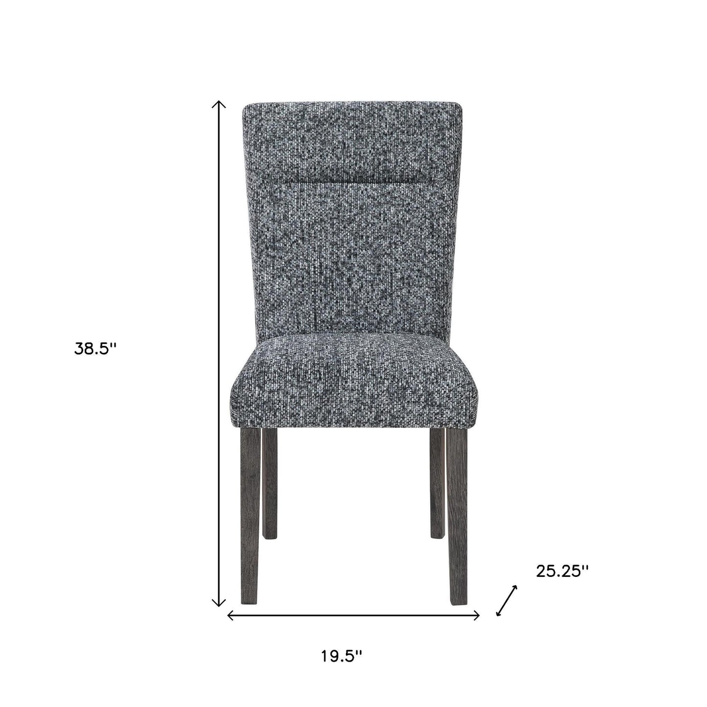 Set of Two Gray and Brown Upholstered Fabric Dining Side Chairs