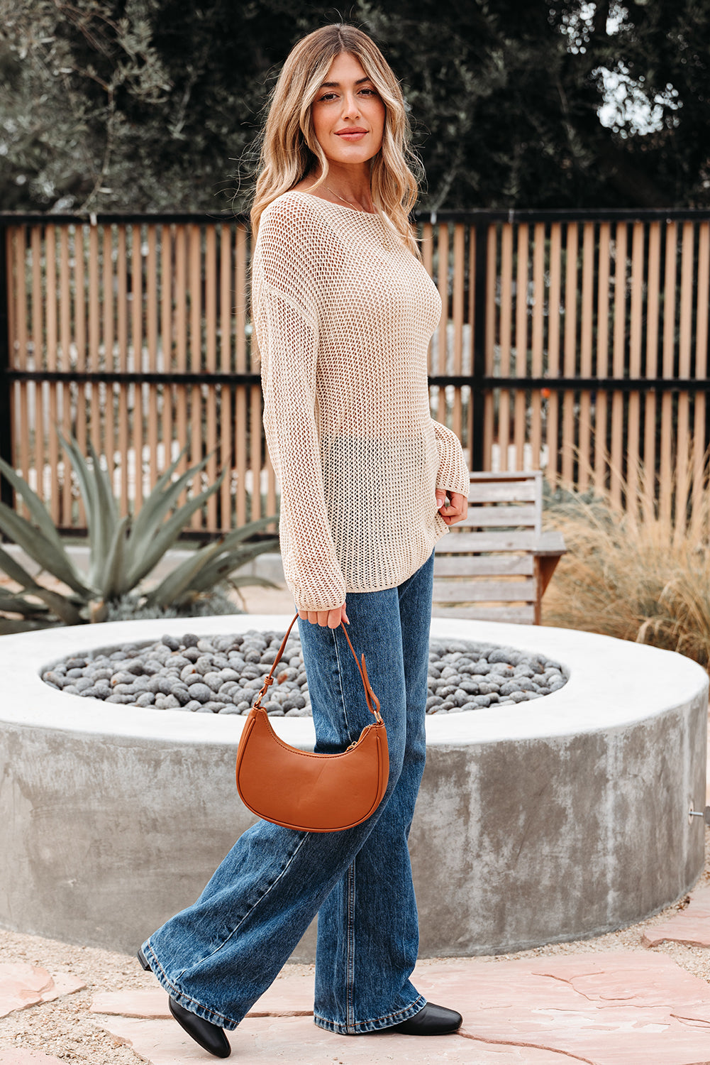 Hadley Crochet Hollow-out Sweater Threaded Pear