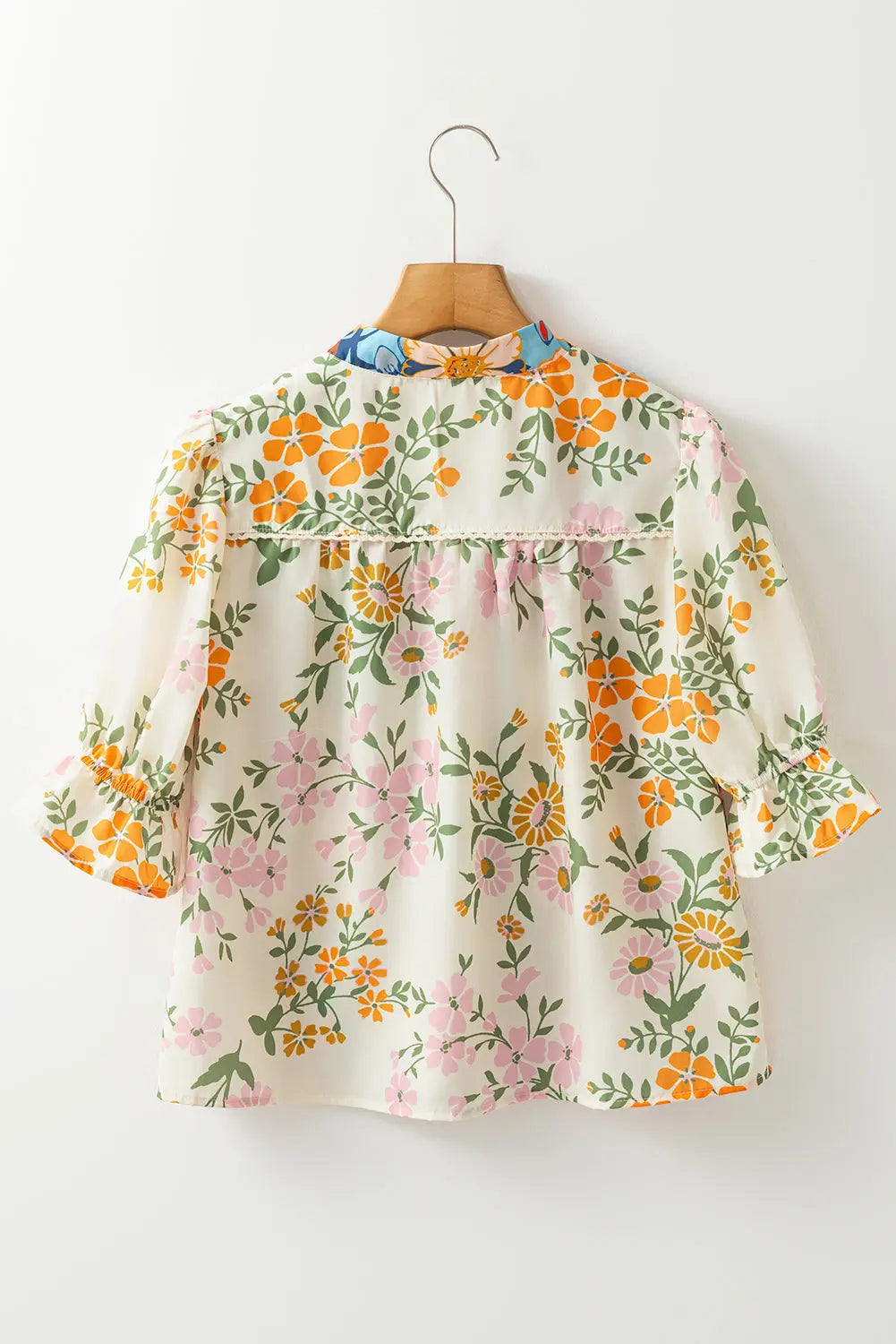 Gwen Crochet V Neck Boho Floral Blouse Threaded Pear