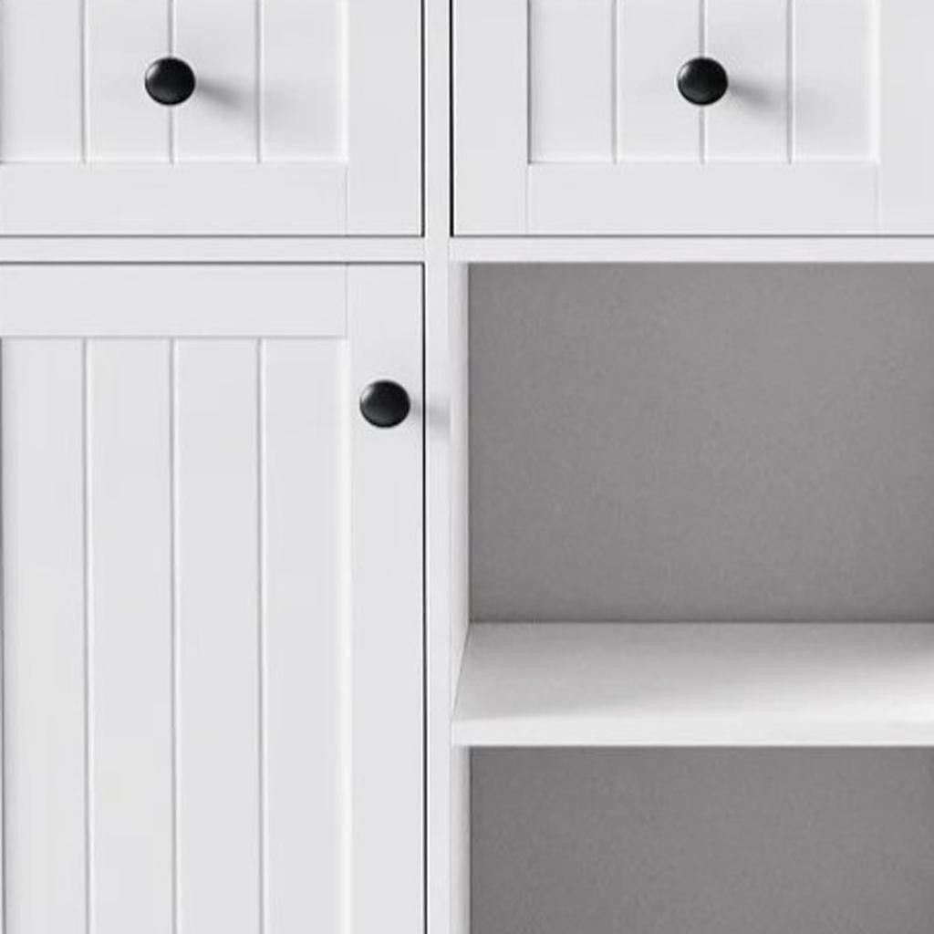 53" White Wood Rolling Kitchen Island With Storage