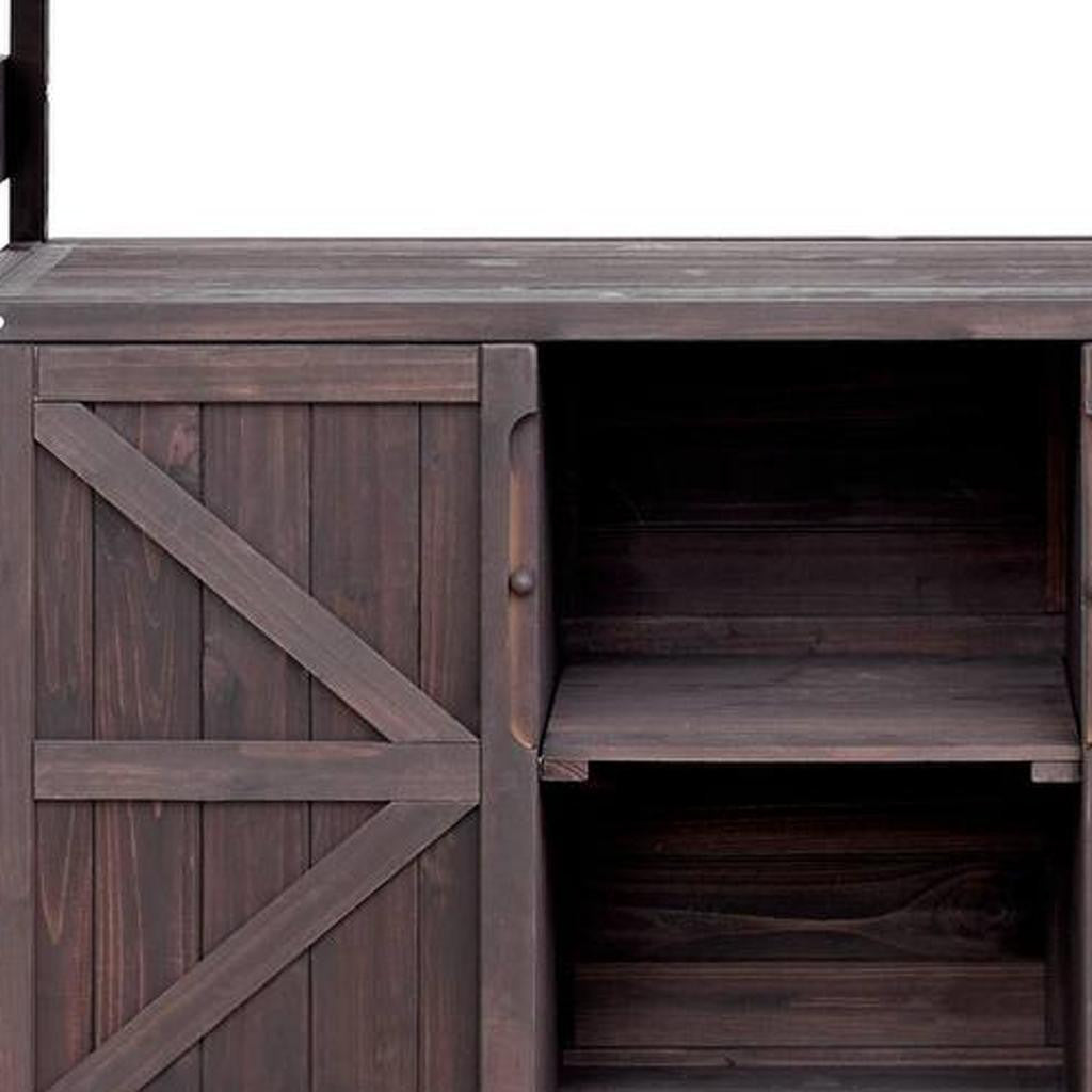 50" Brown Wood Rolling Kitchen Island With Storage
