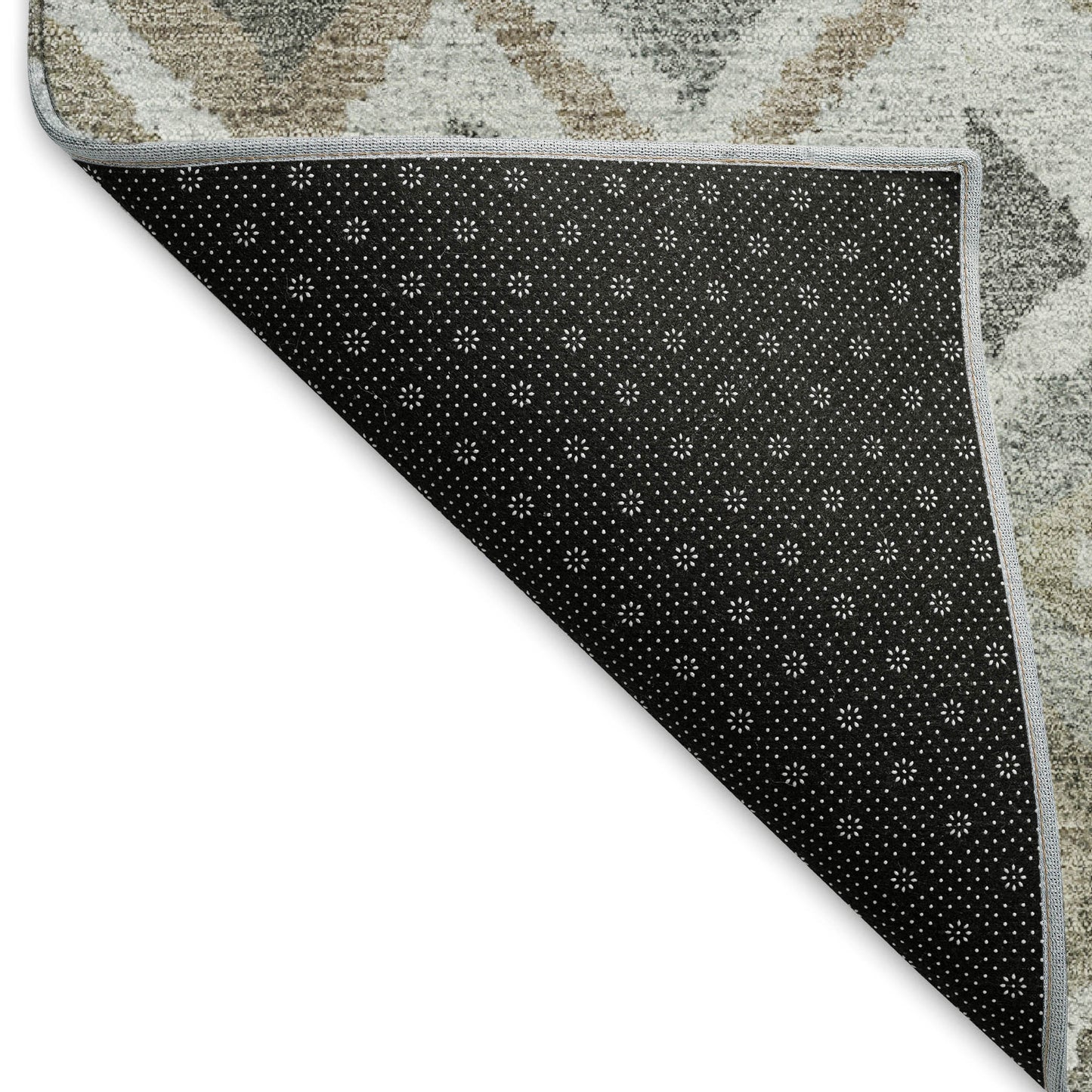 8' X 10' Pewter Ivory And Tan Geometric Washable Indoor Outdoor Area Rug