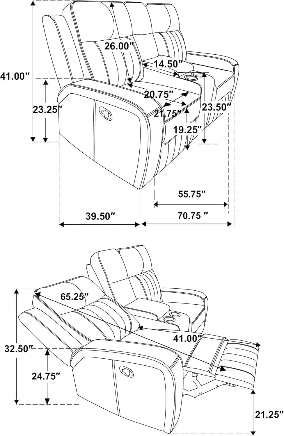 Gray Faux Leather Reclining Loveseat With Manual Recline ShipItFurniture