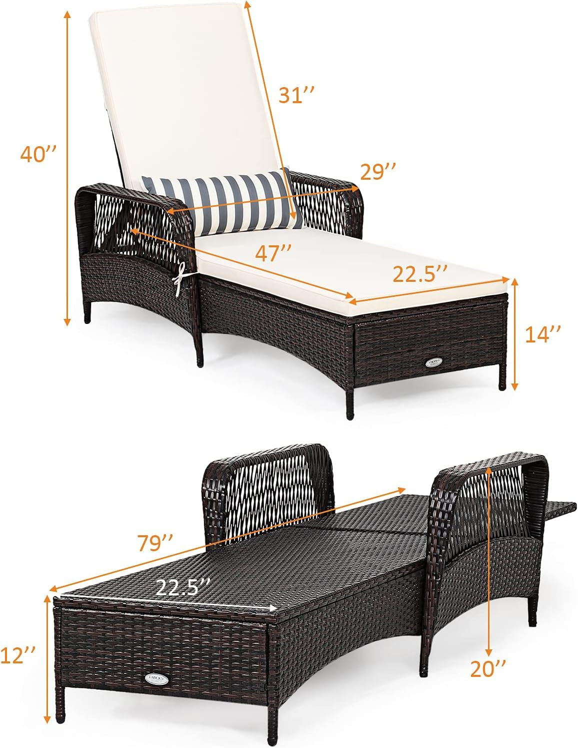 Adjustable Rattan Chaise Lounge Chair for Outdoor Relaxation ShipItFurniture