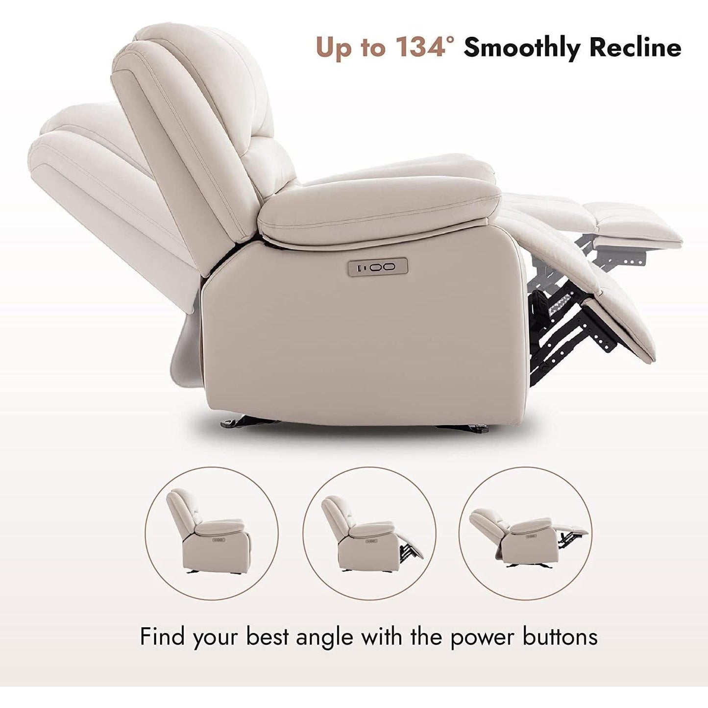 Electric Glider Recliner Chair With Power Recline Cream ShipItFurniture