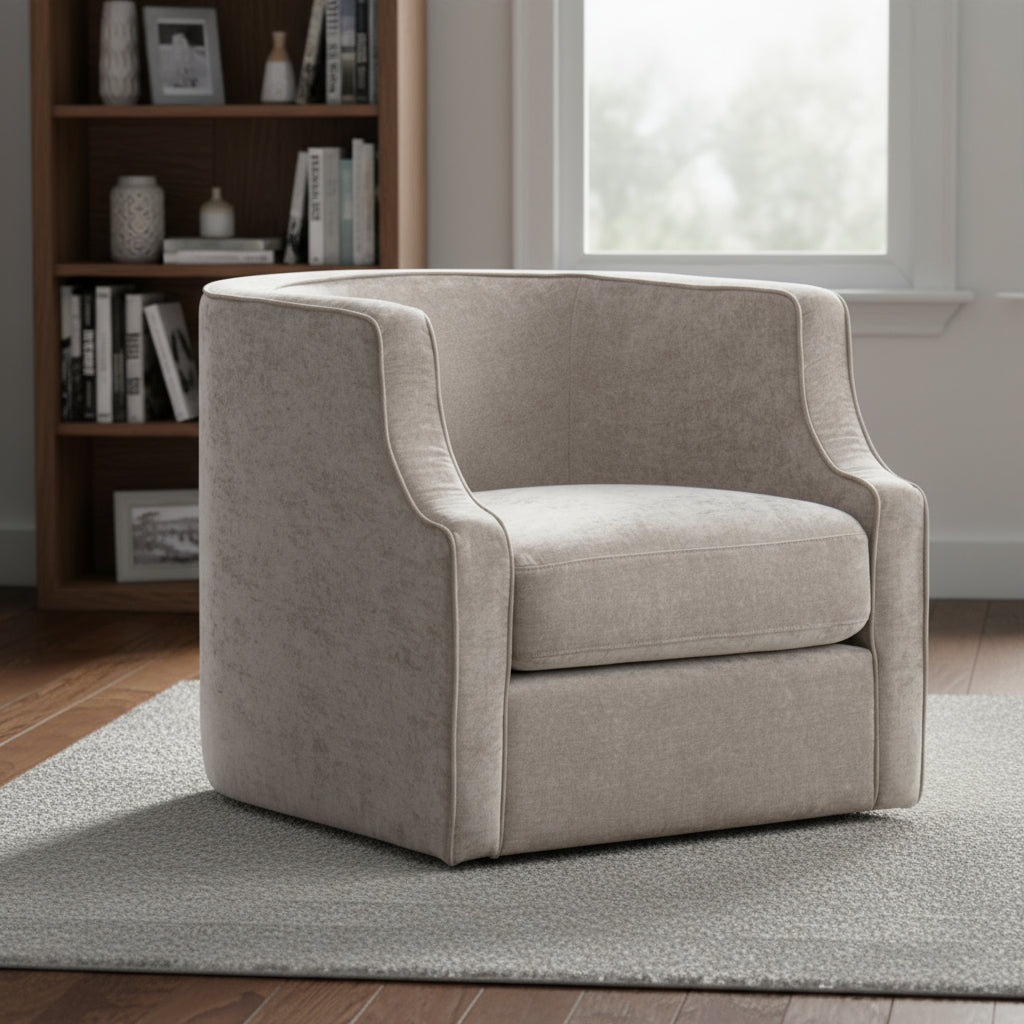 32" Beige Fabric Upholstered Arm Chair