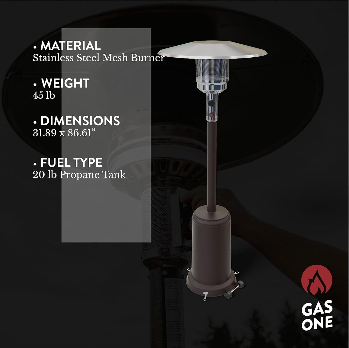 Gasone PH-8000 Outdoor Heaters for Patio – 50,000 BTU Propane Heater Outdoor for Backyard, Terraces, Home Garden – Heavy Duty Gas Powered Outdoor Patio Heater Portable Propane Heater with Wheels ShipItFurniture