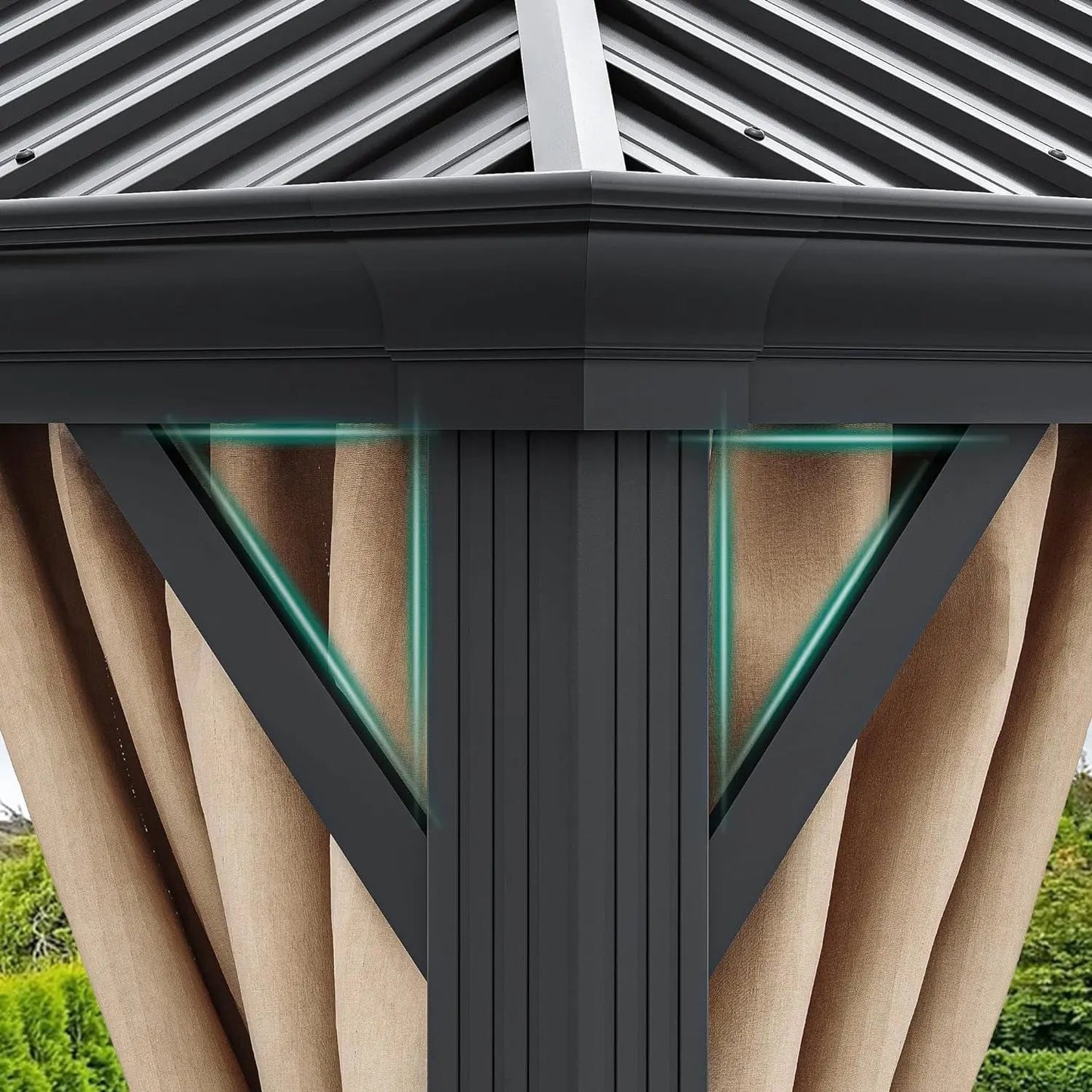 10x12 Hardtop Gazebo Netting Curtains Steel Brown-1