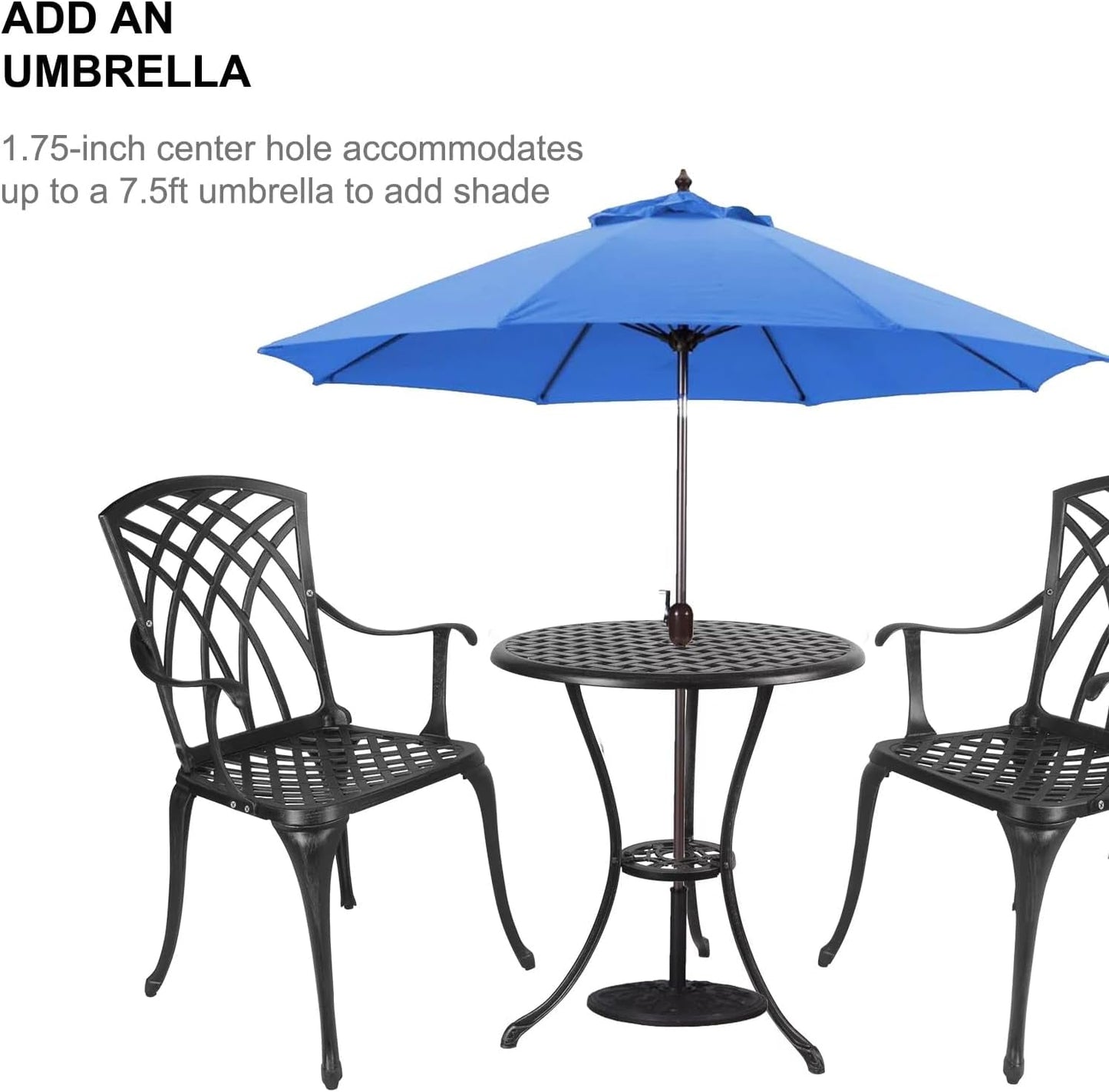 Outdoor Round Bistro Table Set Umbrella Hole ShipItFurniture