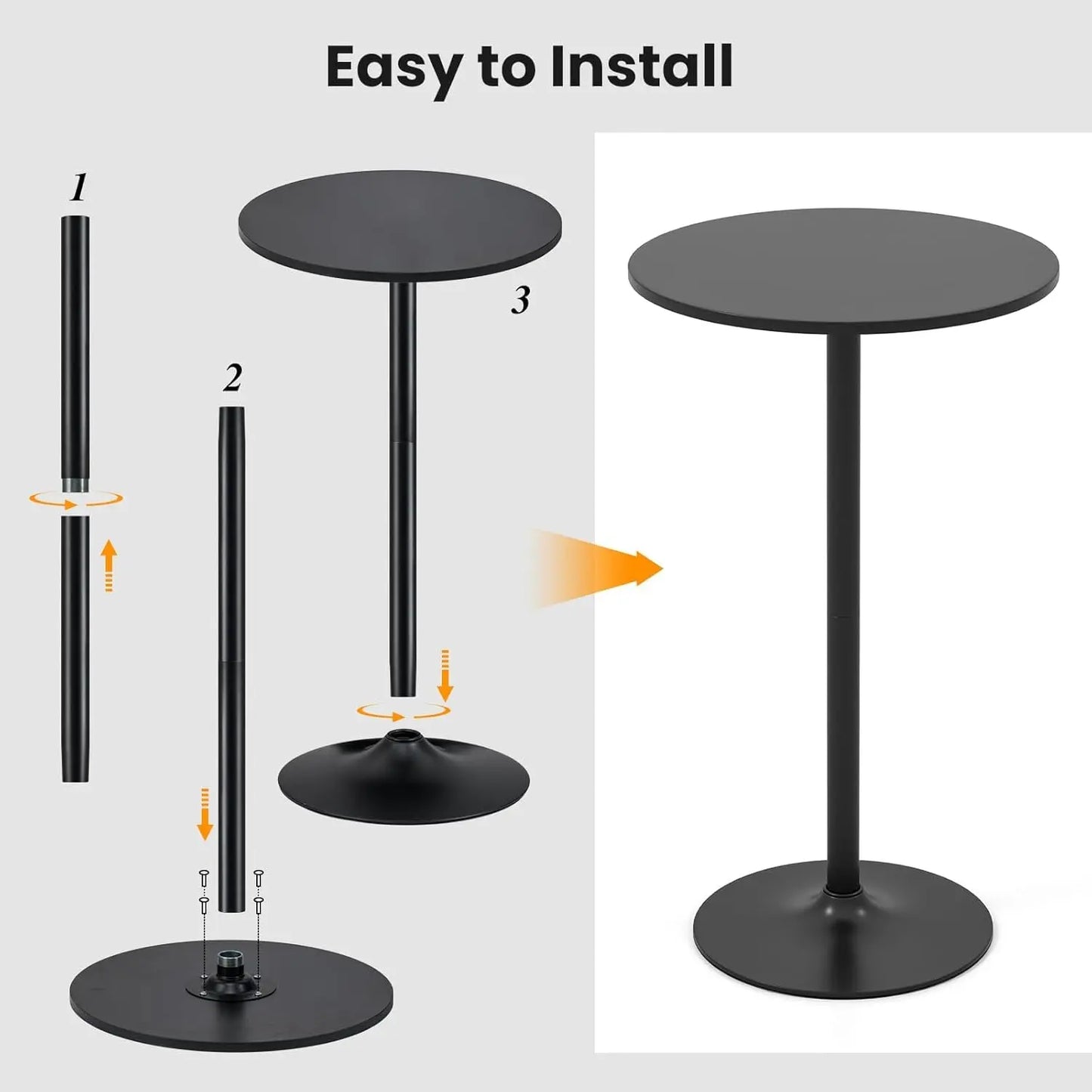 Bar Table Convertible Height Twenty Four Inch RoundTop Surface ShipItFurniture