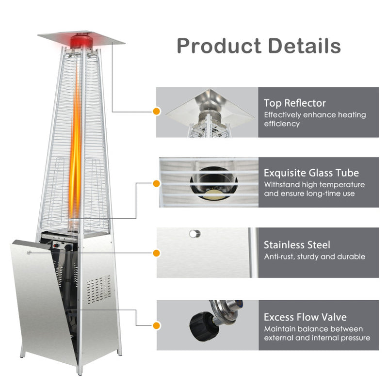 42000 BTU Pyramid Patio Heater with Wheels ShipItFurniture