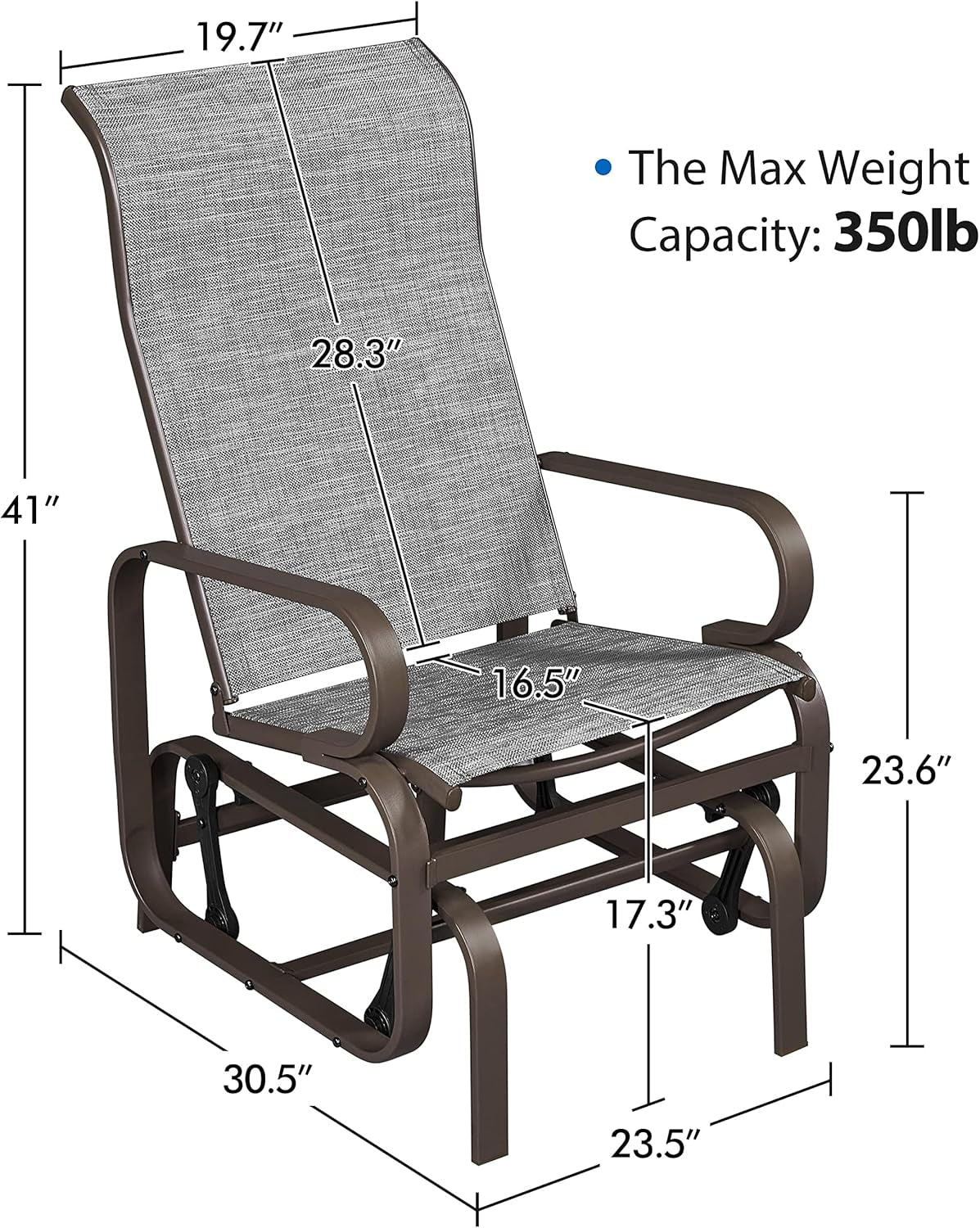 Outdoor Patio Glider Chairs with Breathable Sling Fabric ShipItFurniture