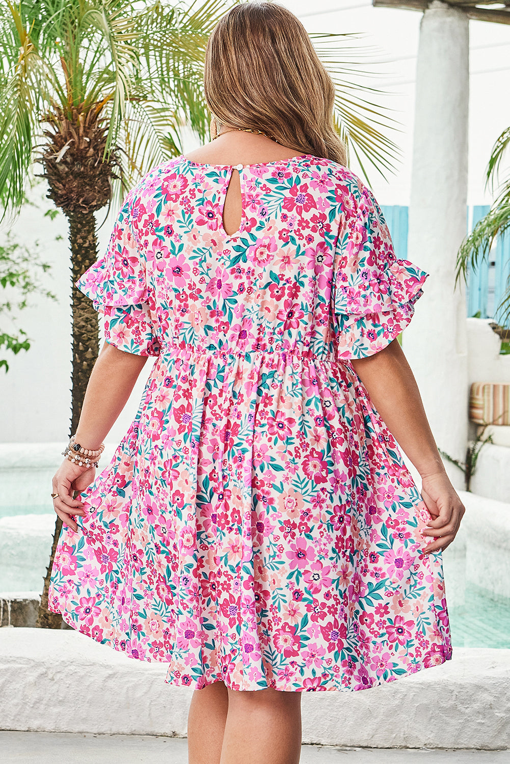 Talia Plus Size Floral Short Sleeve Flare Dress - Get it from Bo