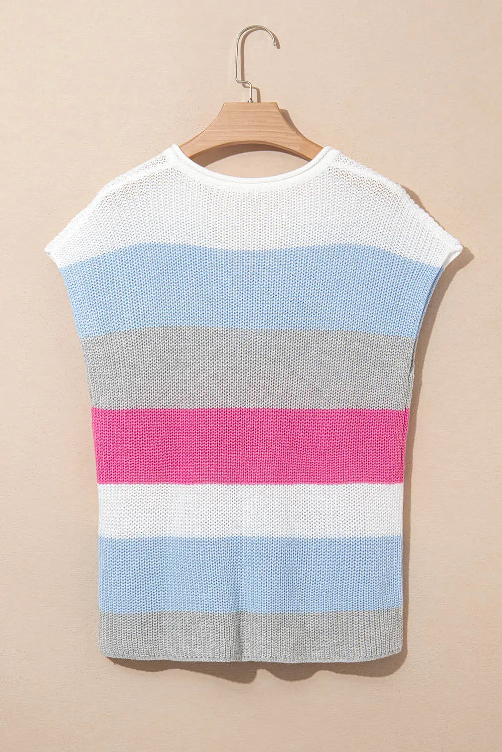 Elliot Color Block Notch V Neck Sweater Top Threaded Pear