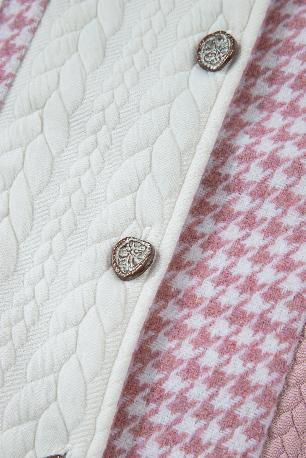 Luna Houndstooth Loose Shacket Threaded Pear