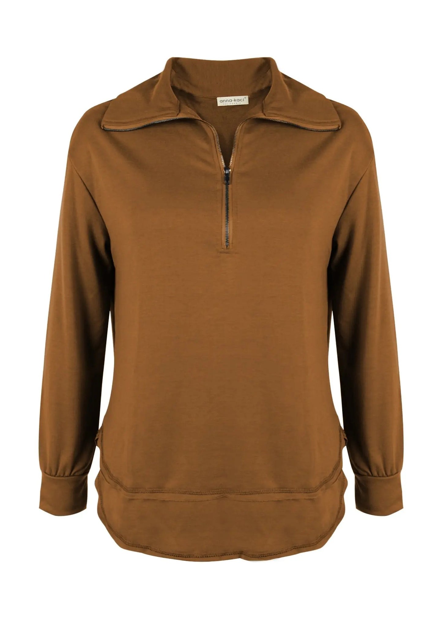 Zip Up Funnel Neck Sweater Anna-Kaci Wholesale