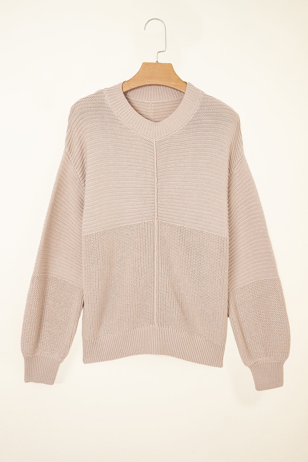Delaney Texture Knitted Puff Sleeve Sweater Threaded Pear