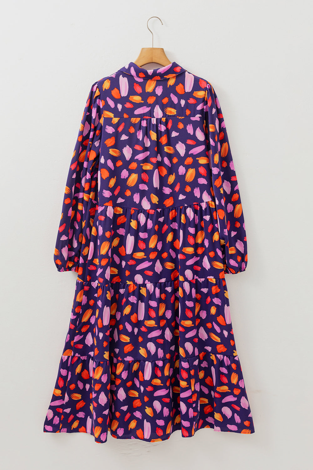 Alina Collared Tiered Long Dress Threaded Pear