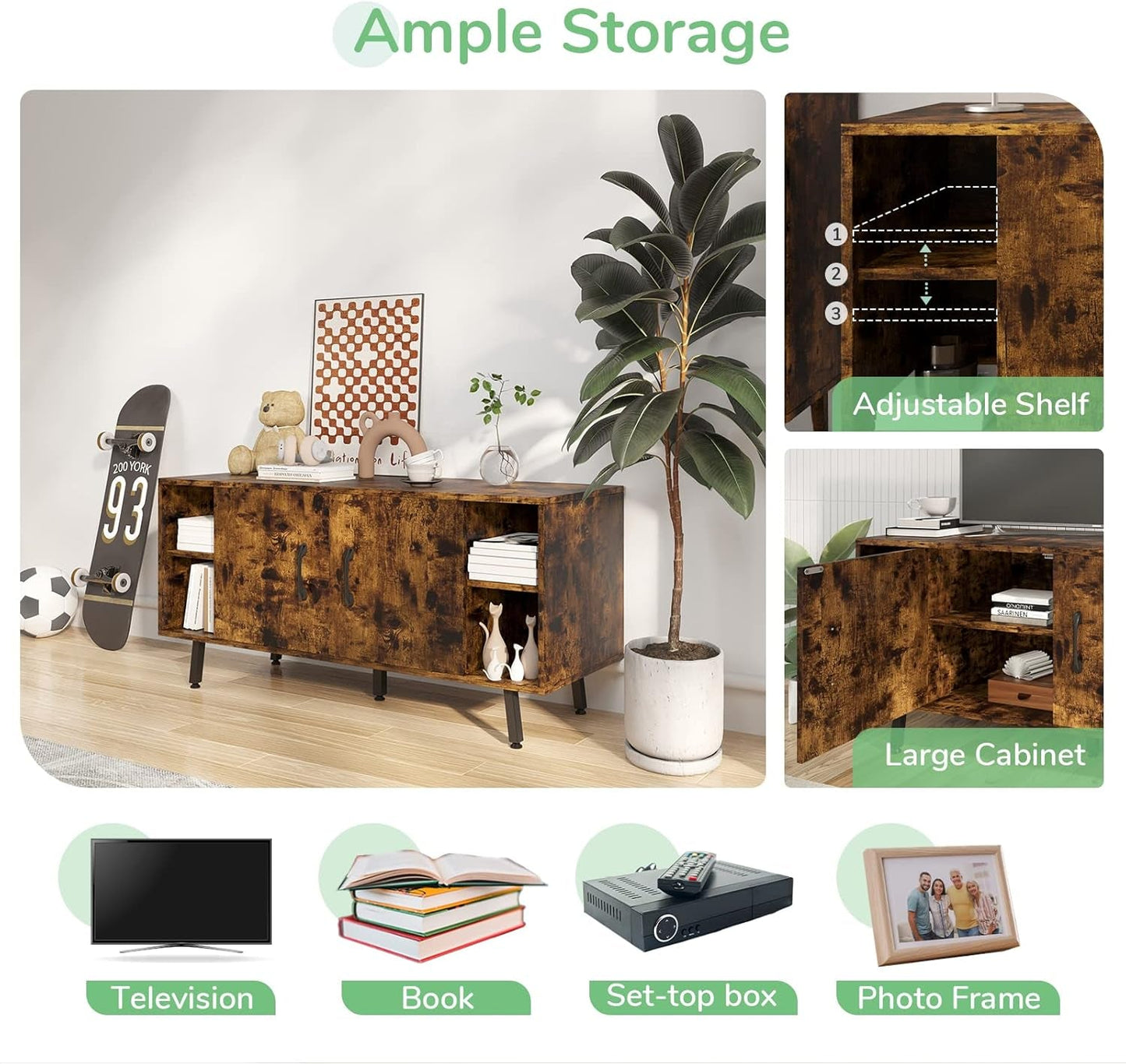 Modern TV Stand For 50Inch TV With Adjustable Shelves ShipItFurniture