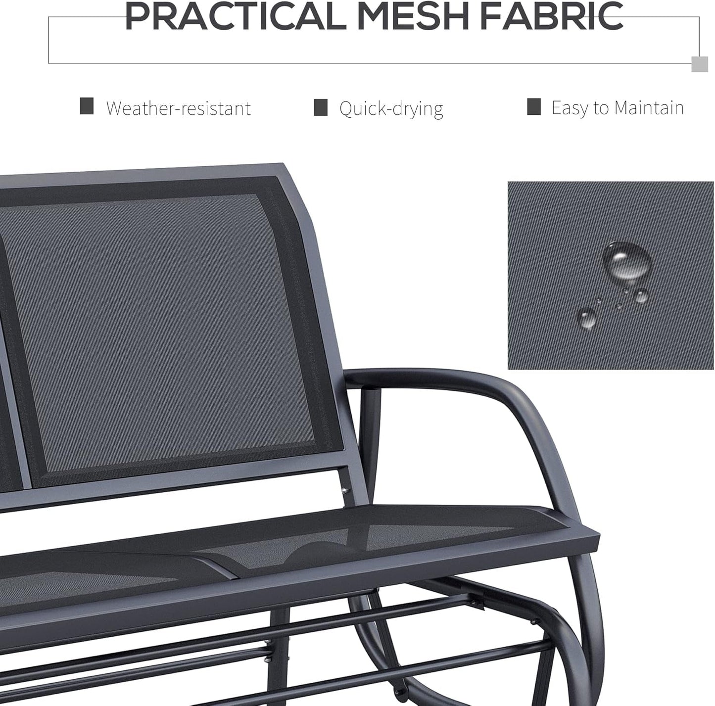 Two Person Outdoor Glider Bench with Steel Frame ShipItFurniture