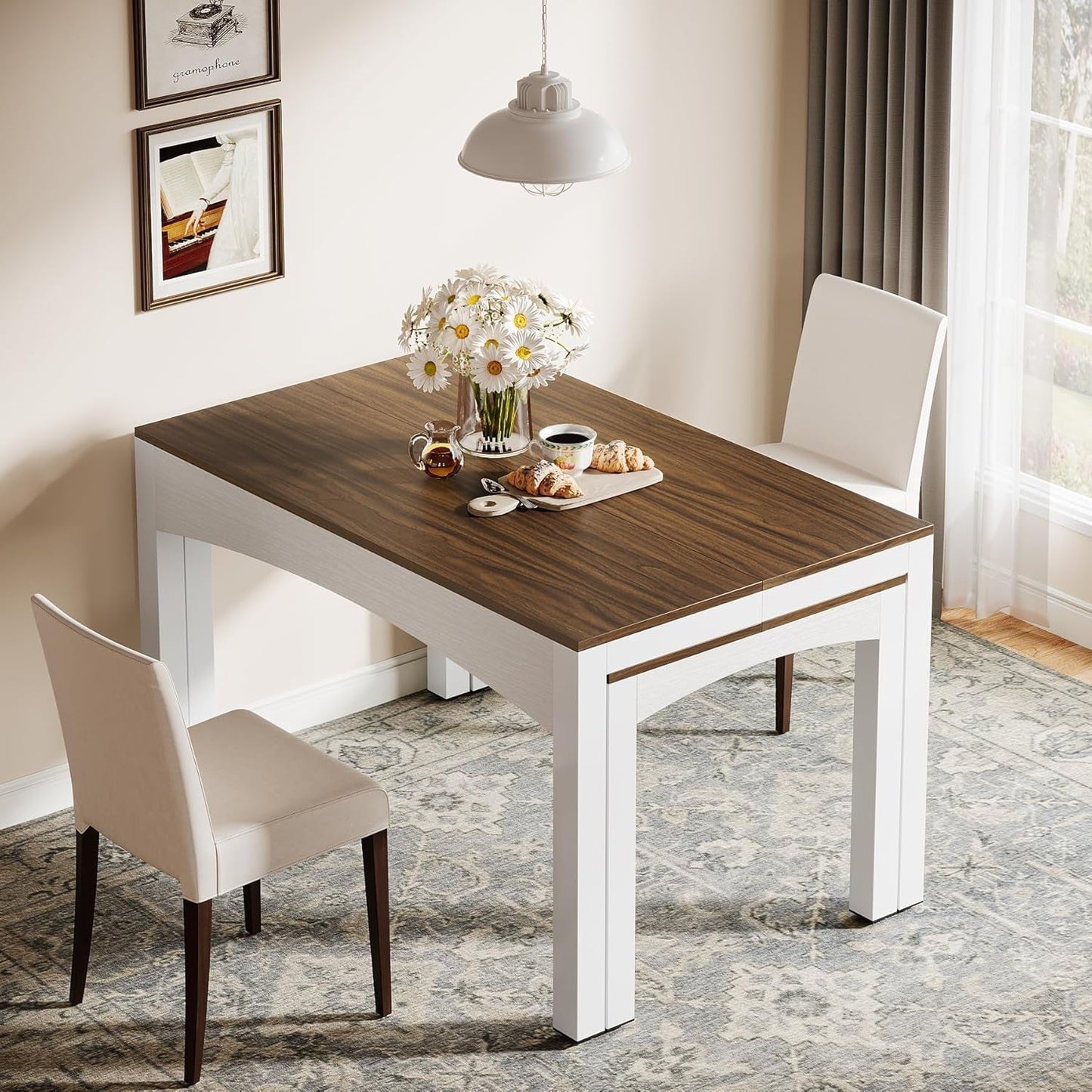 Extendable Farmhouse Dining Table 47 To 95 Inches Brown ShipItFurniture