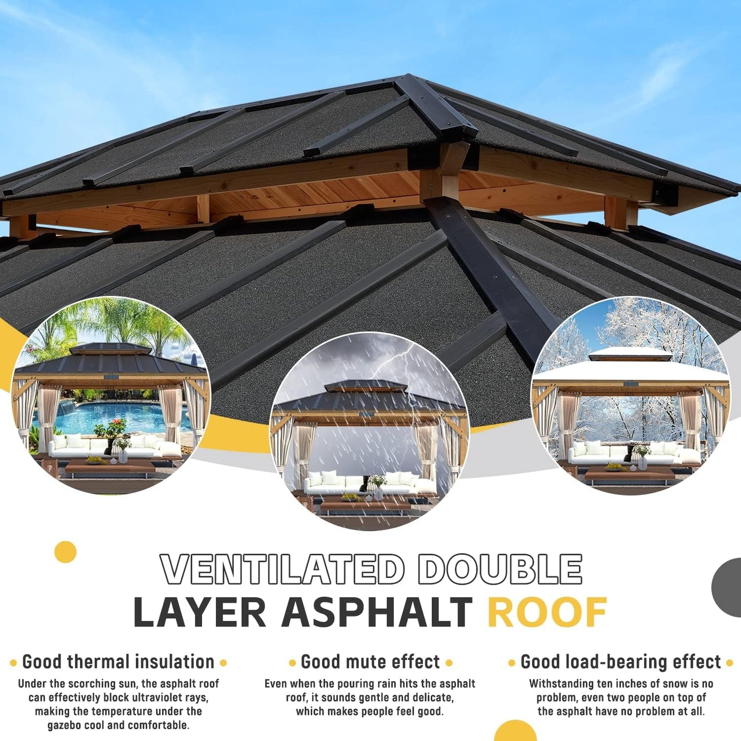Spruce Wood Double Roof Gazebo 11x13 ShipItFurniture