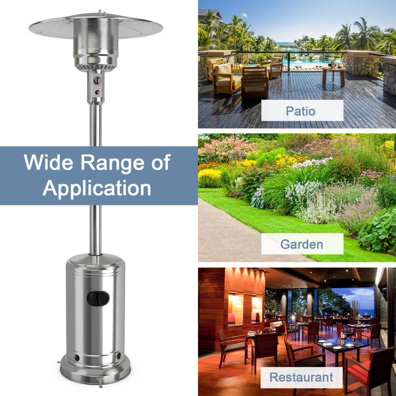 50000 BTU Stainless Steel Propane Patio Heater with Trip over Protection ShipItFurniture