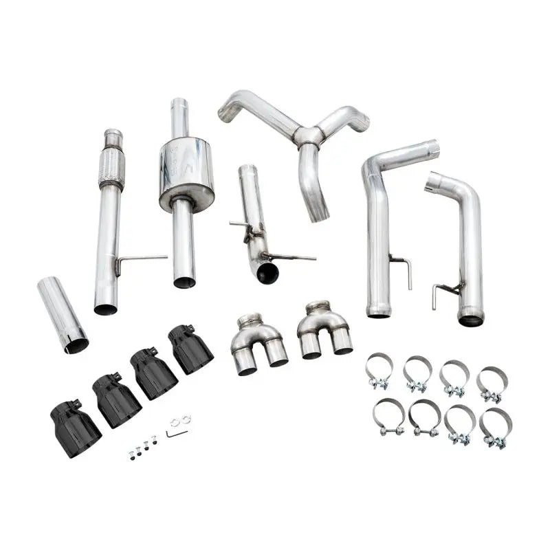 AWE Tuning 4th Gen GM 1500 5.3L 0FG Catback Split Rear Exit (w/ Bumper Cutouts) - Quad Diamond Tips NP Motorsports