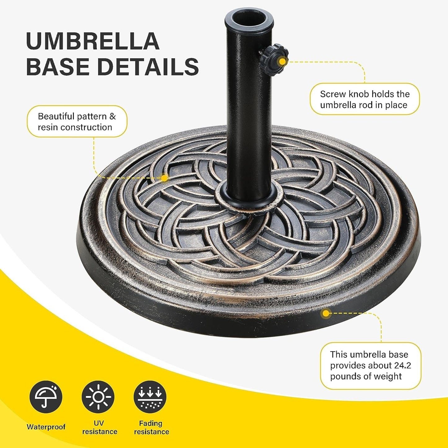 24lb Bronze Umbrella Base Heavy Duty Round ShipItFurniture