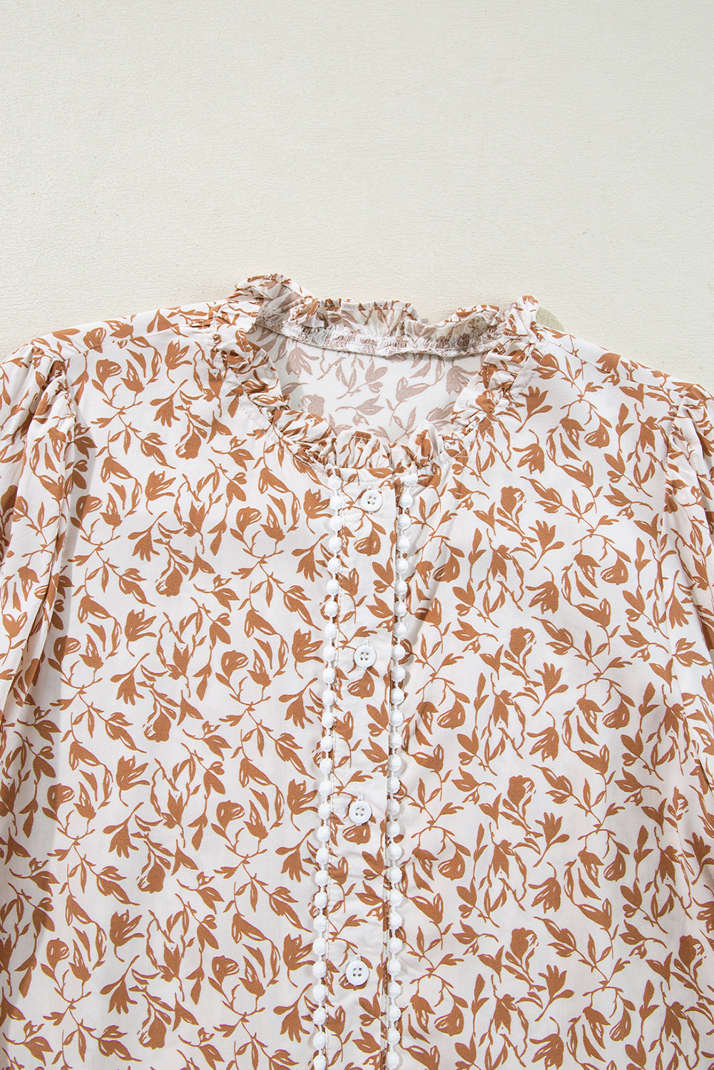 Melanie Lace Floral Puff Sleeve Top Threaded Pear