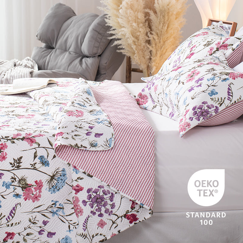 Kasentex Floral Quilt Set - Lightweight & Reversible - Cozy & Stylish Bedding - Machine Washable, Room Decor, Graduation Gifts Kasentex