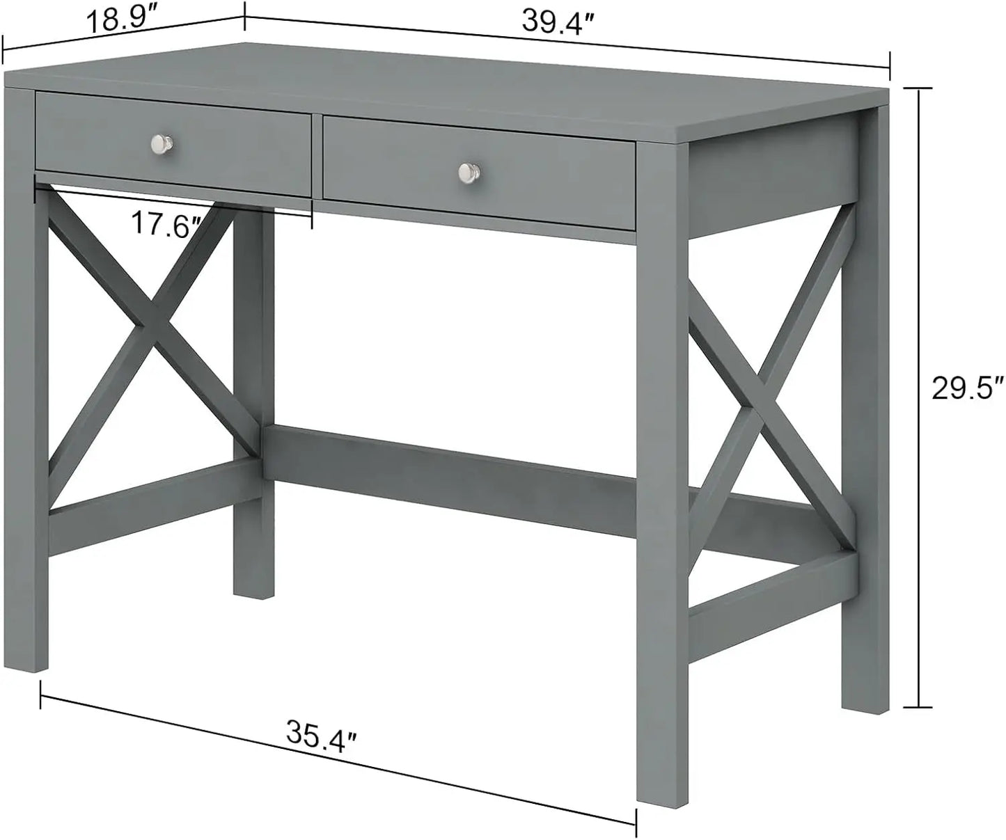 Home Office Desk Grey With Two Drawers Computer Table ShipItFurniture