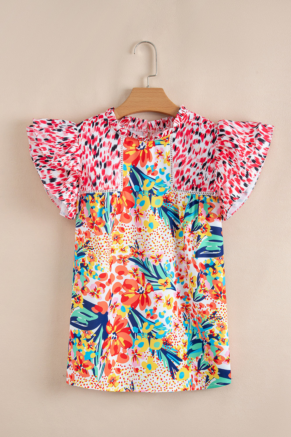 Keyla Floral Mixed Ruffle Cap Sleeve Blouse