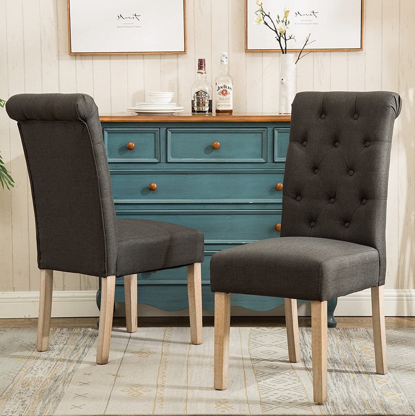 Charcoal Tufted Dining Chairs ShipItFurniture