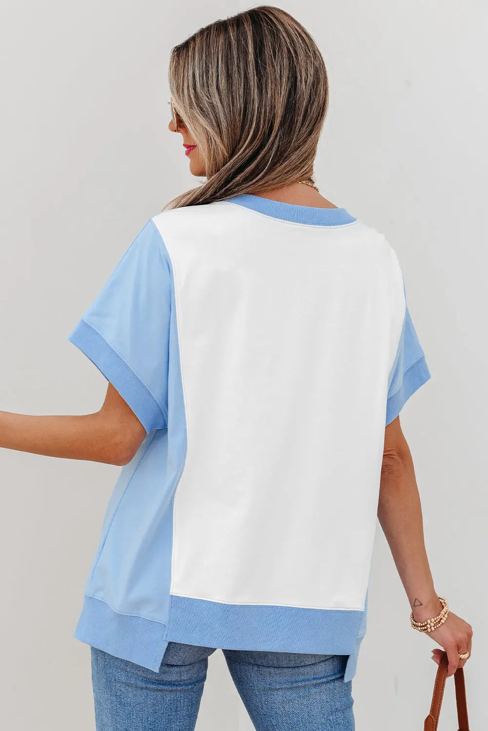 Waverly Exposed Seam Crew Neck Top Threaded Pear