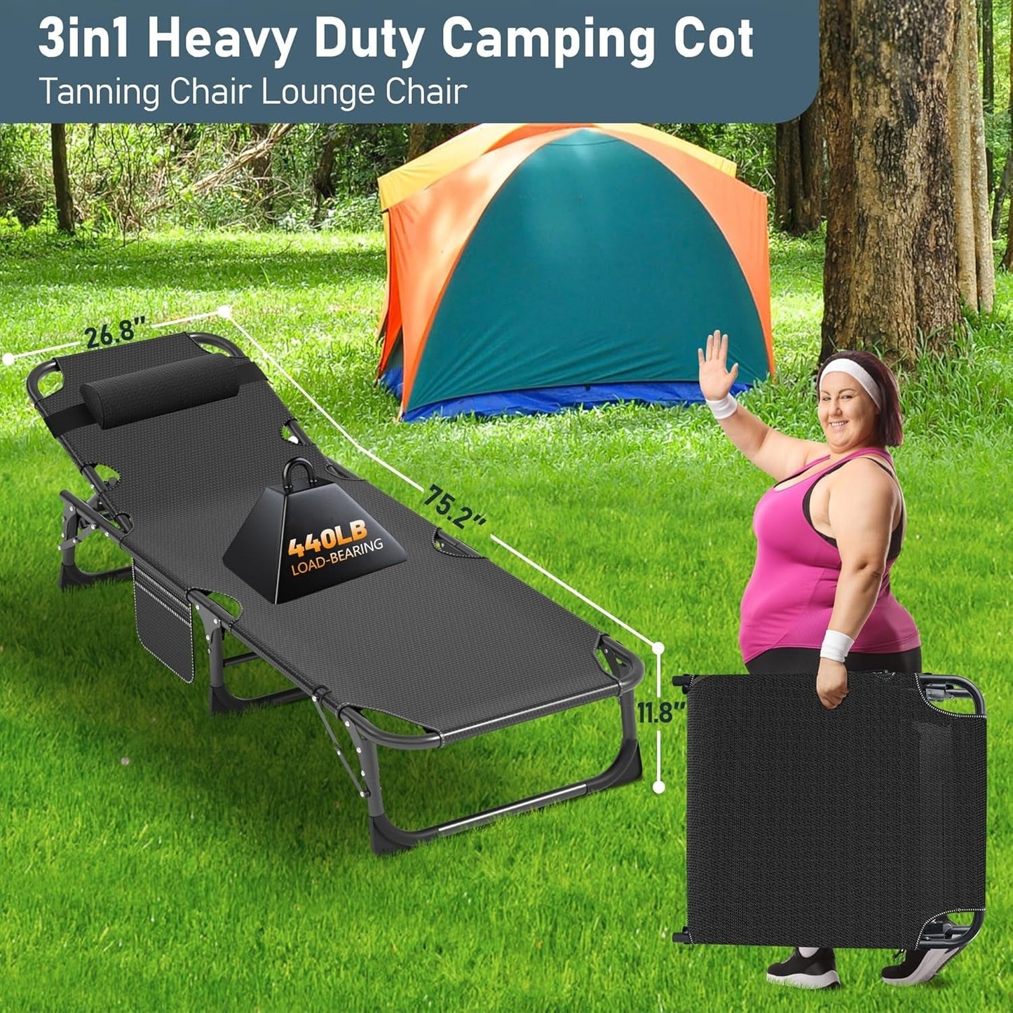 Five Position Adjustable Padded Outdoor Lounge Chair ShipItFurniture