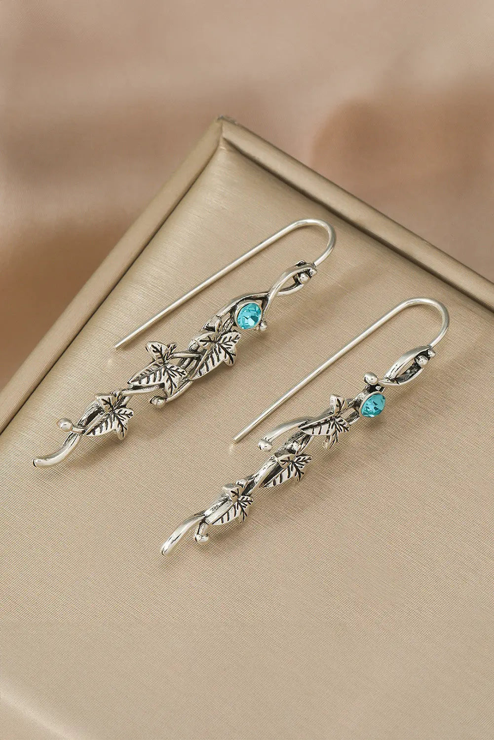 August Leaf Gemstone Dangle Earrings