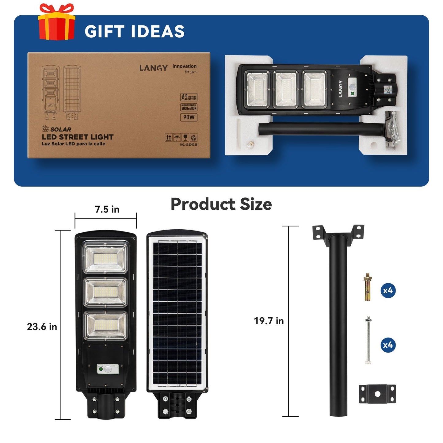 60W 90W 120W Solar Street Light -ES04 Series Langy Solar Lights