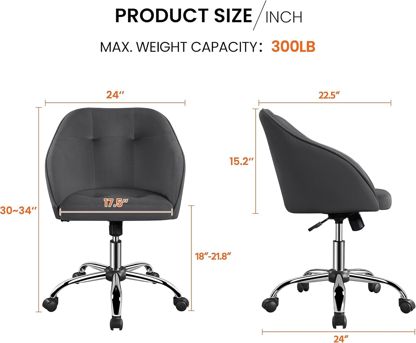 Office Chair Height Adjustable Large Seat Armrests ShipItFurniture