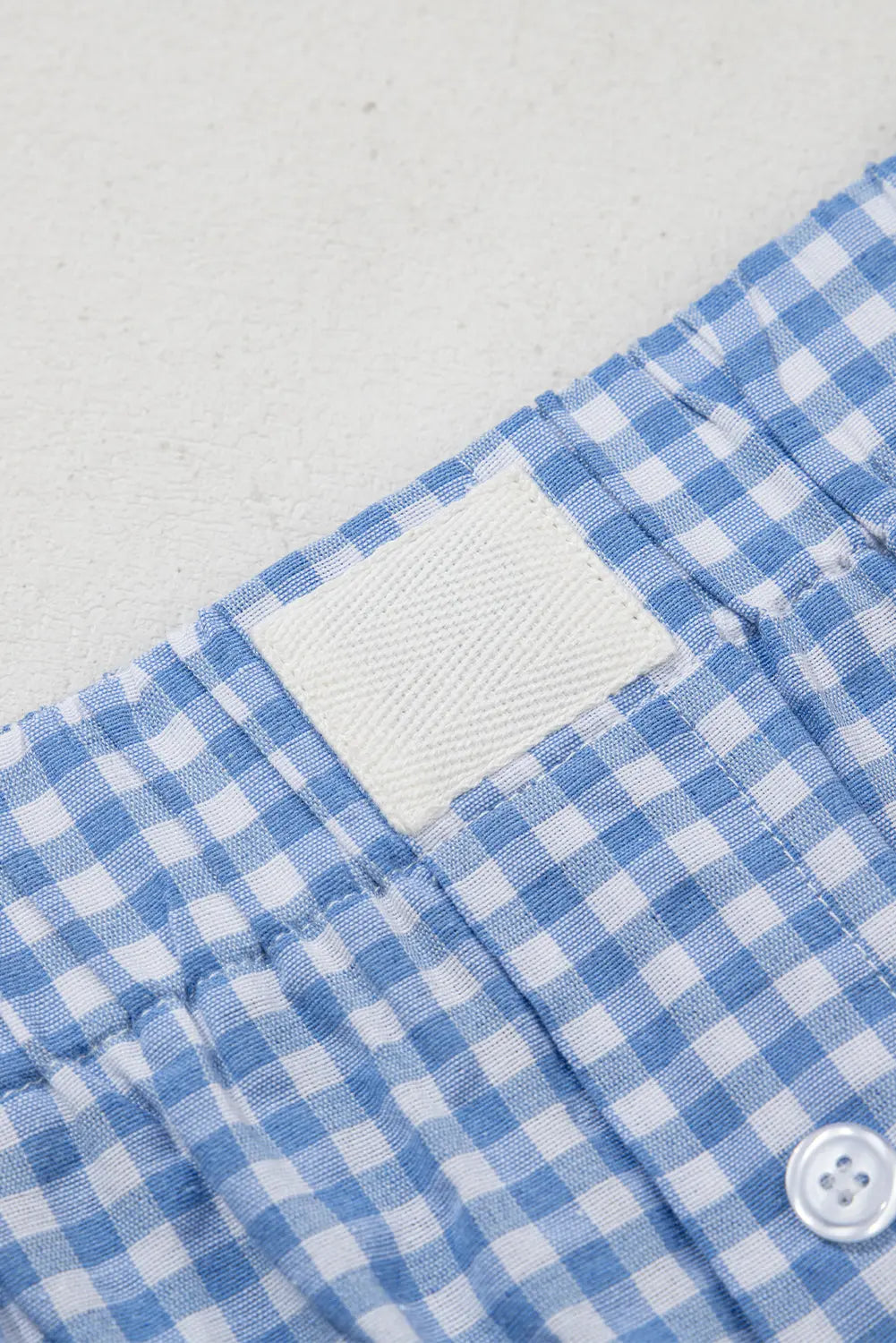 Gingham High Waist Shorts Threaded Pear