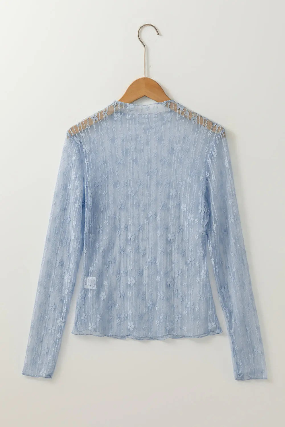 Adalynn Sheer Floral Lace Long Sleeve Top Threaded Pear