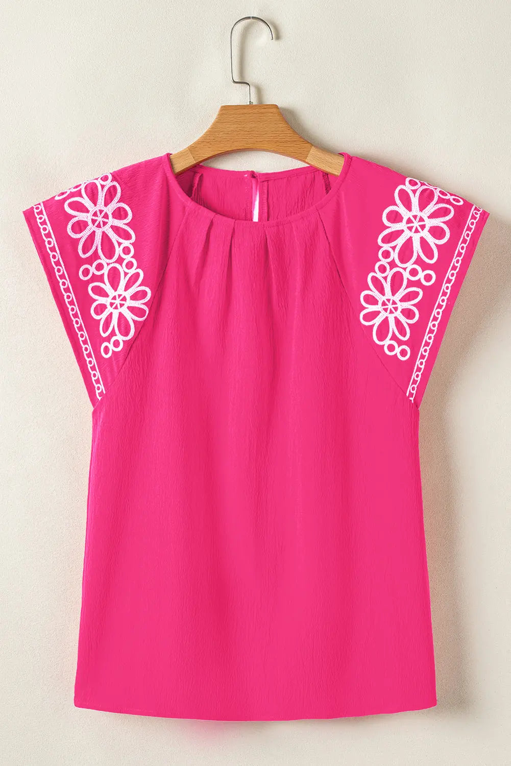 Murphy Floral Embroidered Sleeve Blouse Threaded Pear