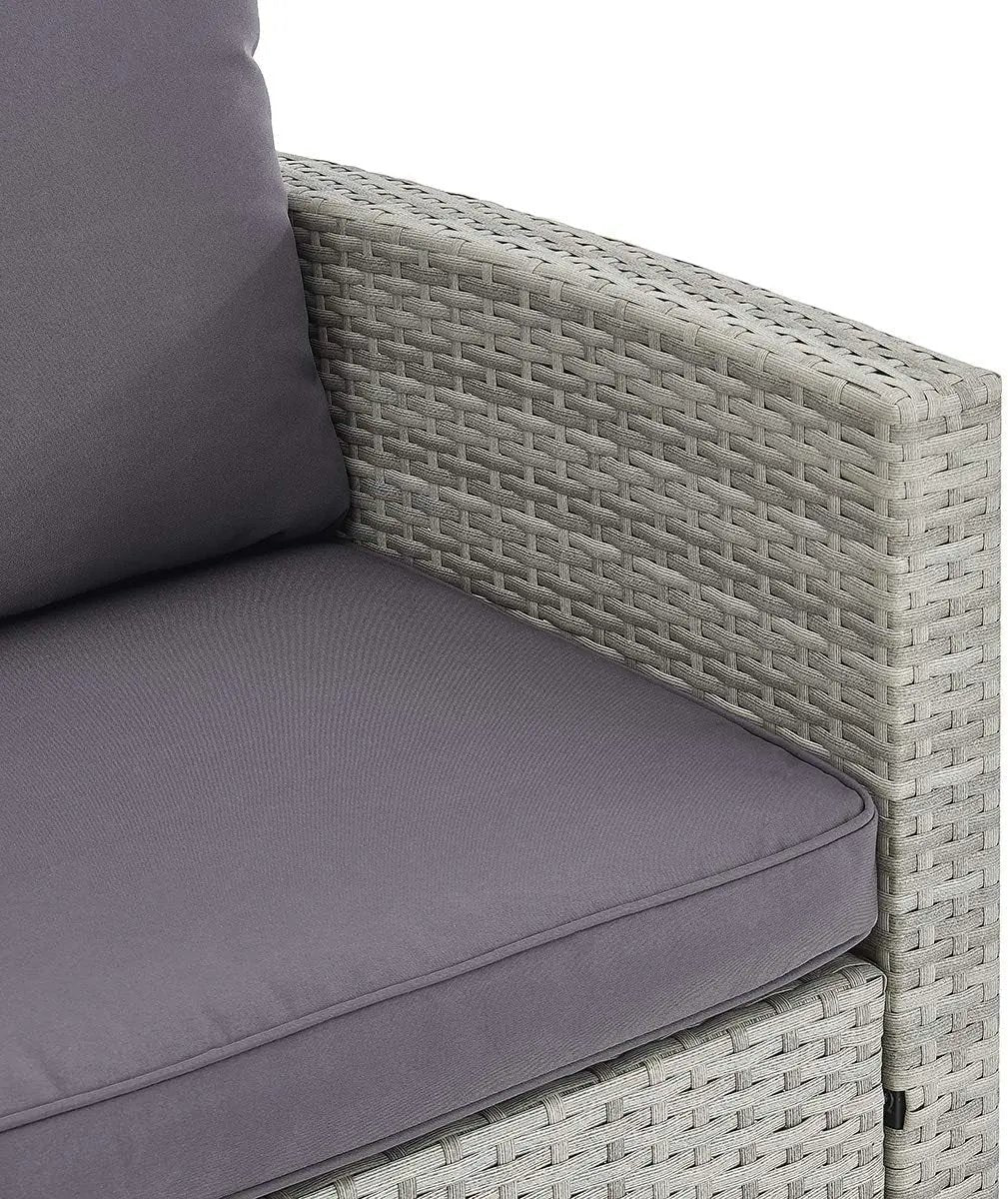 6 Pieces Patio Dining Sets Outdoor Space Saving Rattan Chairs with Table Patio Furniture Sets Cushioned Seating and Back Sectional Conversation Set (Grey)-4