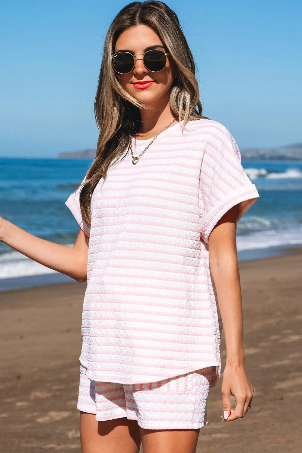 Milana Stripe Knitted Set Threaded Pear