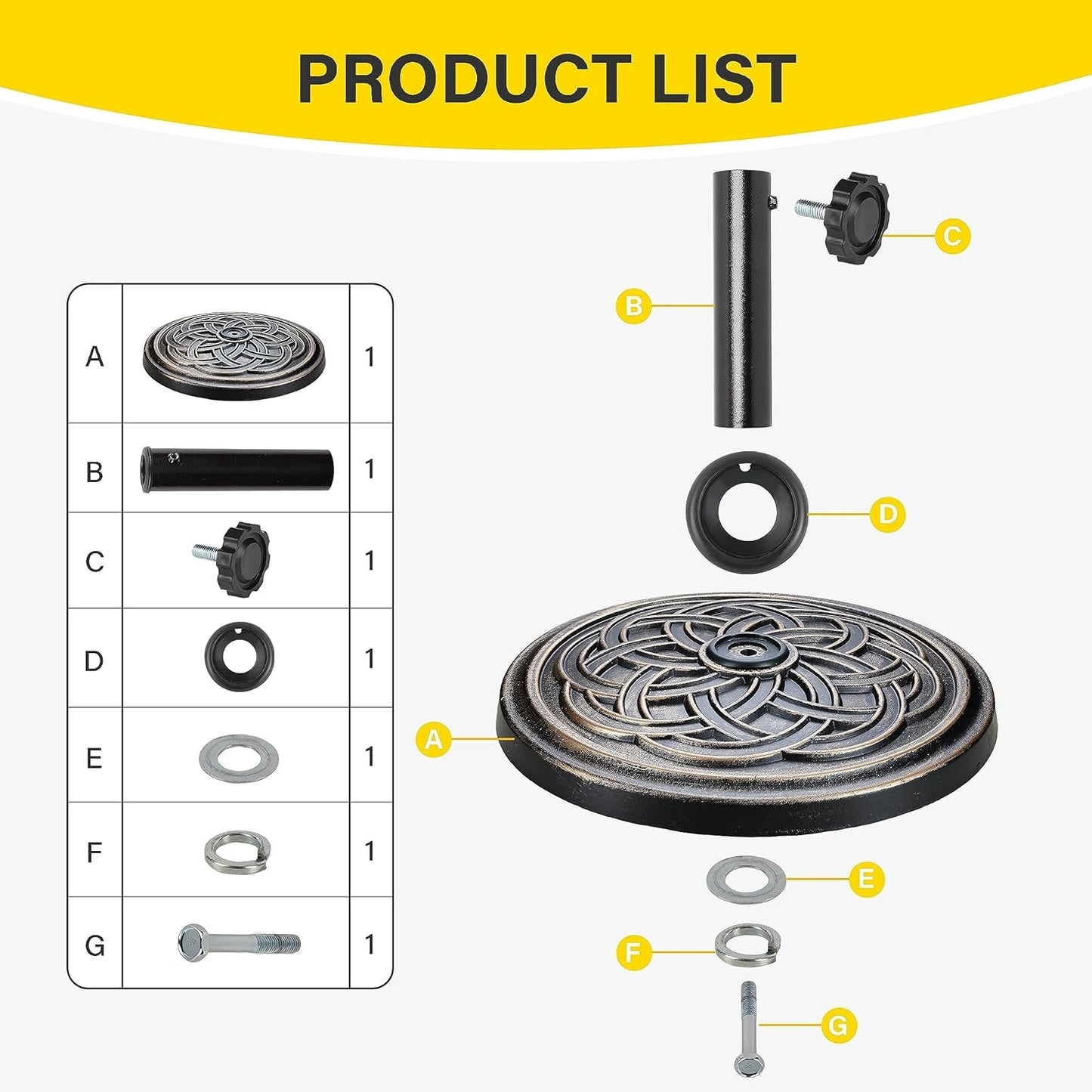 24lb Bronze Umbrella Base Heavy Duty Round ShipItFurniture