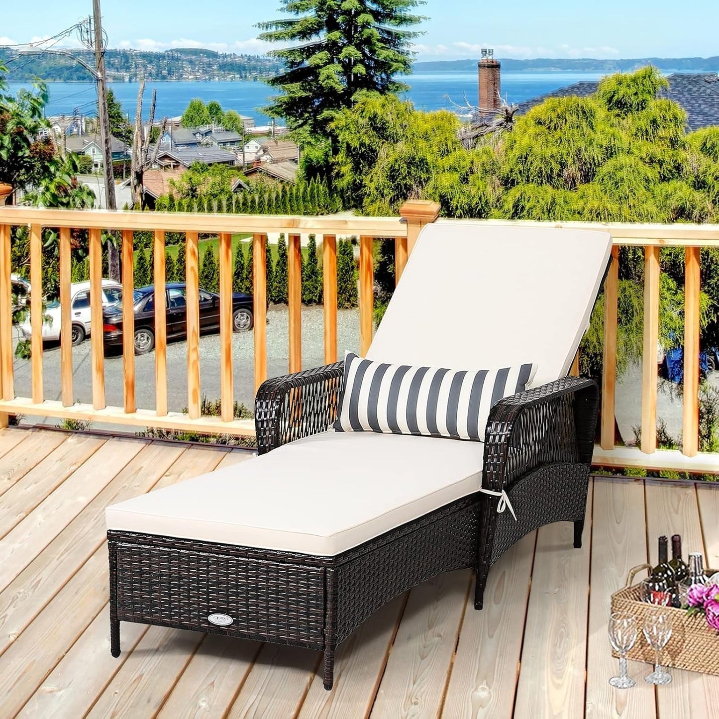 Adjustable Rattan Chaise Lounge Chair for Outdoor Relaxation ShipItFurniture
