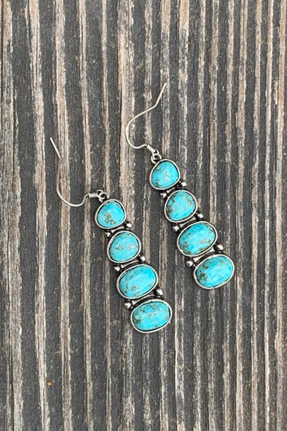 Turquoise Stacked Dangle Earrings Threaded Pear